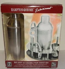 Hampton Home Entertainment 7 Piece Bar Caddy Stainless Steel  Set 18/10 Finest