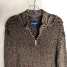 Tommy Bahama 1/4 Zip Brown Knit Pullover Sweater Men's Size Large