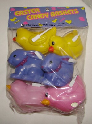 The Ullman Company Easter Candy Baskets Plastic Bunny Chick Sealed