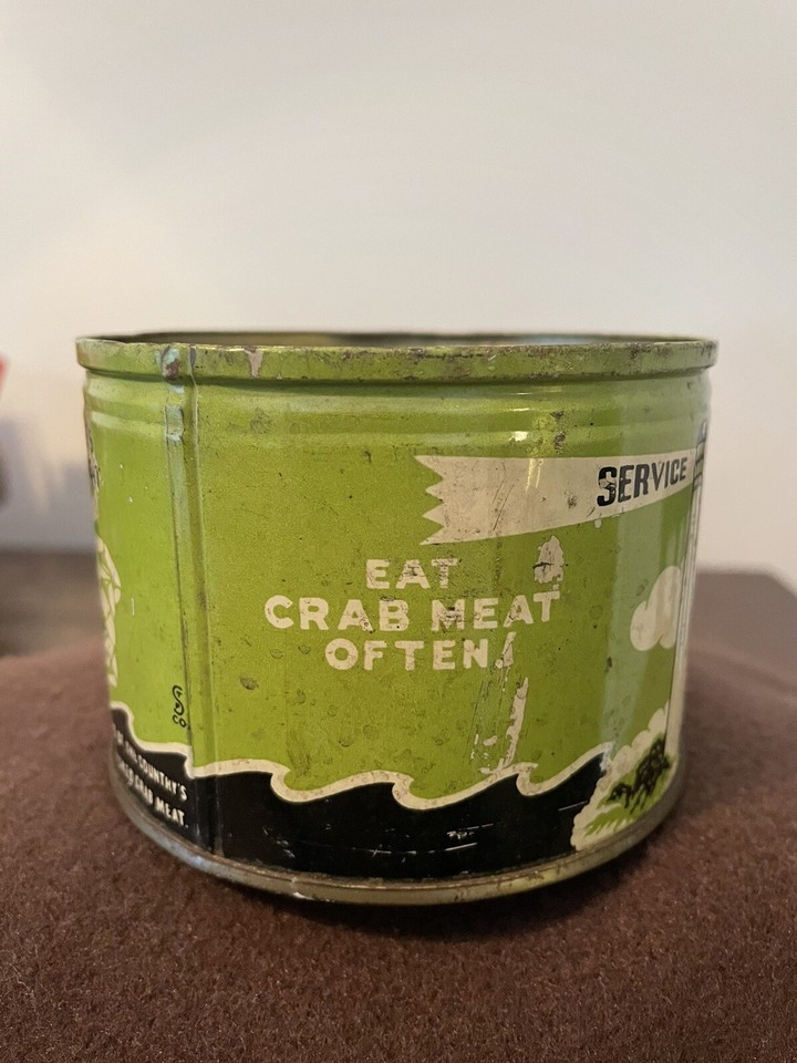 Vintage Milbourne’s Crab Meat Tin Can Crisfield Maryland Not Oyster Can