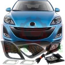 Front Bumper Fog Light Bezels Harness Kits Replace For Mazda 3 2010-2011