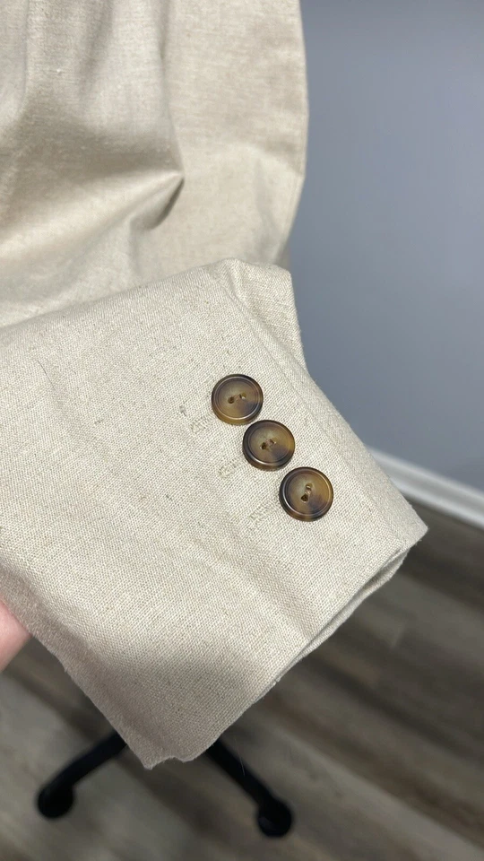 Bloomingdale’s Talla 16W Traje Mezcla Lino Chaqueta Blazer Cierre Un Botón Foto 4 de 4