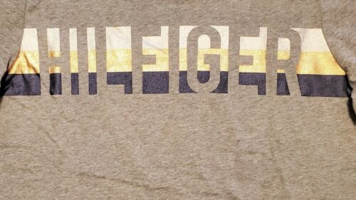 DAMEN T-SHIRT TOMMY HILFIGER STREIFEN ENTSPANNTE PASSFORM T-SHIRT GRAU GOLD SILBER MARINEBLAU M - Bild 2 von 3