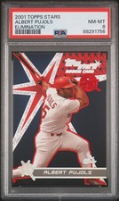 2001 TOPPS STARS STATS ELIMINATION RED ROOKIE PARALLEL /100 ALBERT PUJOLS PSA 8