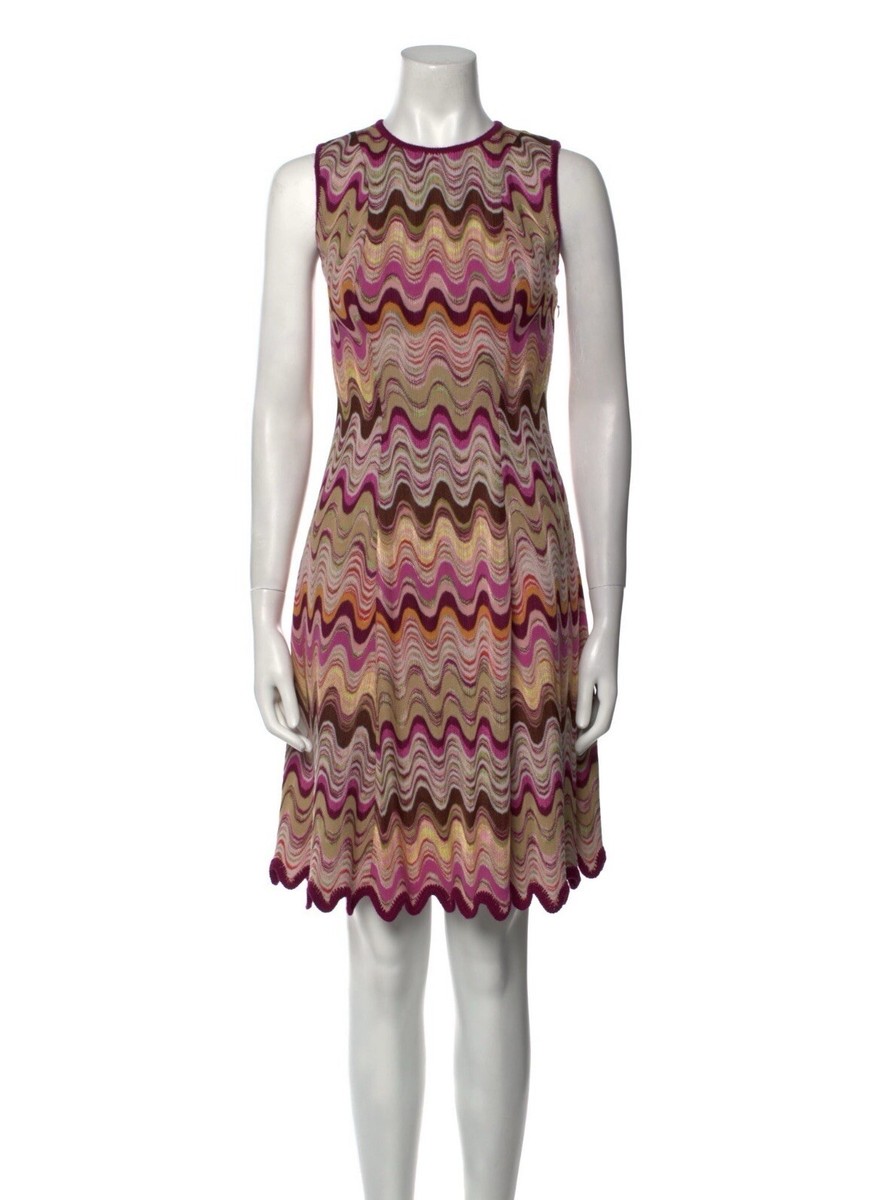 ル*ナ様 ミッソーニのアンサンブル　レース $1870+ MISSONI DRESS WAVE ZIGZAG ORANGE LABEL PURPLE PINK
