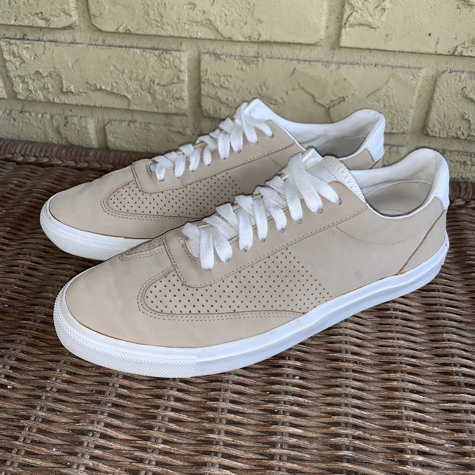 Zapatillas deportivas Zara para mujer 41 (US 10) beige gamuza perforada cuero con cordones zapatos Foto 4 de 4