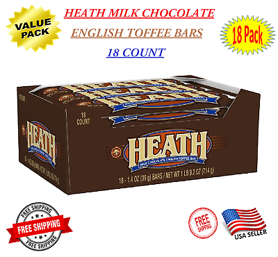 HEATH Milk Chocolate English Toffee Halloween Candy, Bulk, 1.4 Oz, Bars (18  Count) 18 Count (Pack of 1)