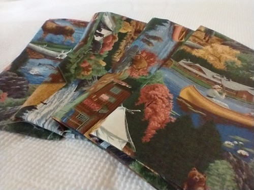 Set Of 4 Northwoods Napkins Green Cloth Table Linens Lodge Cabin Hunting Woods - Picture 20 of 20