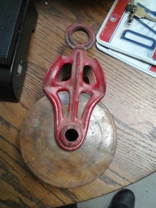 Antique Barn Pulley Cast Iron 6 Inch Wood Wheel Working