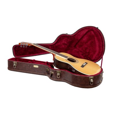Crossrock Hard-Shell Wooden Case fits 12-Fret 00 Style Acoustic  Guitar-Brown