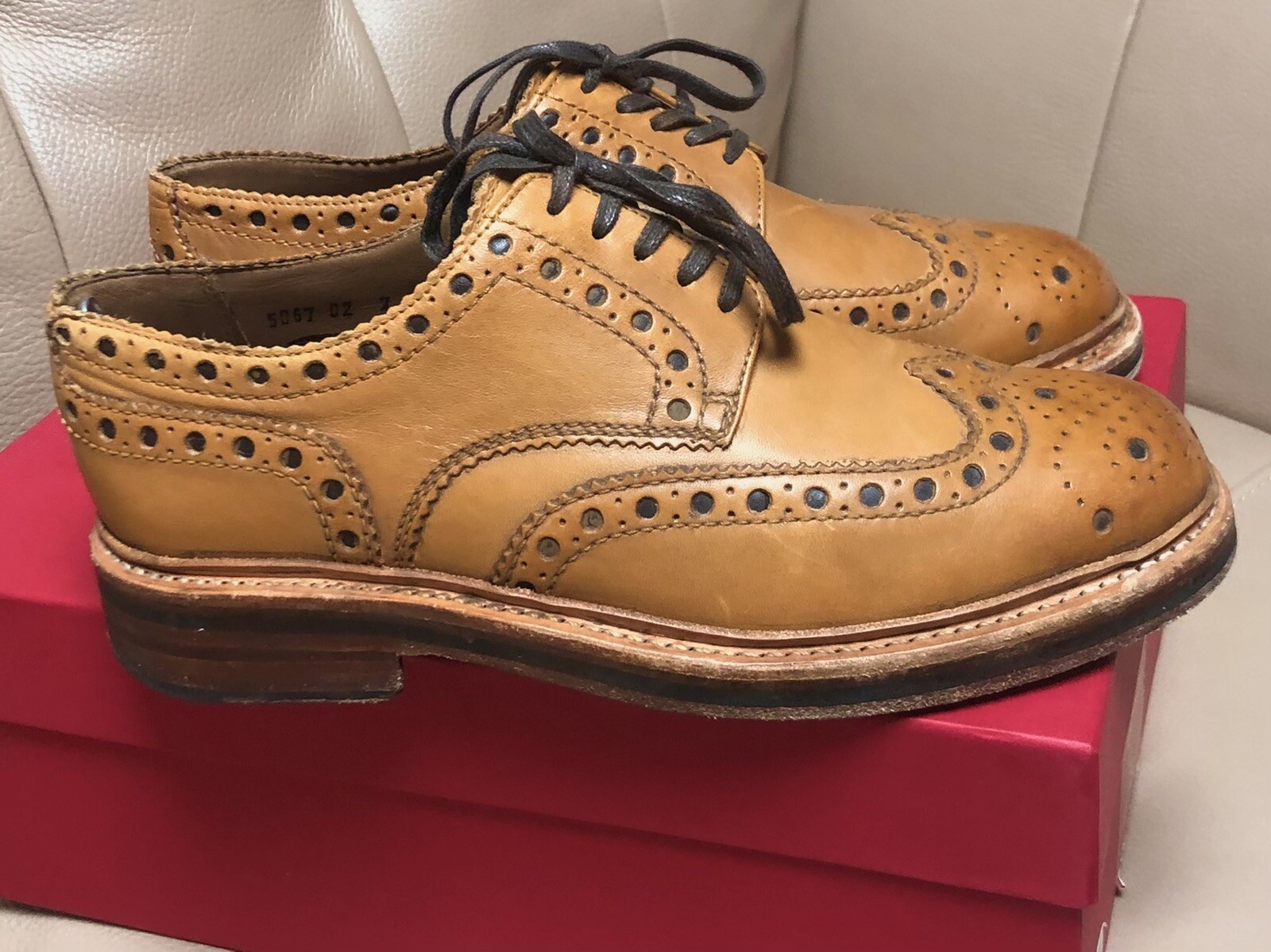 Mens Grenson Tan Leather Brogue Shoes Size UK 7G EU 41 eBay