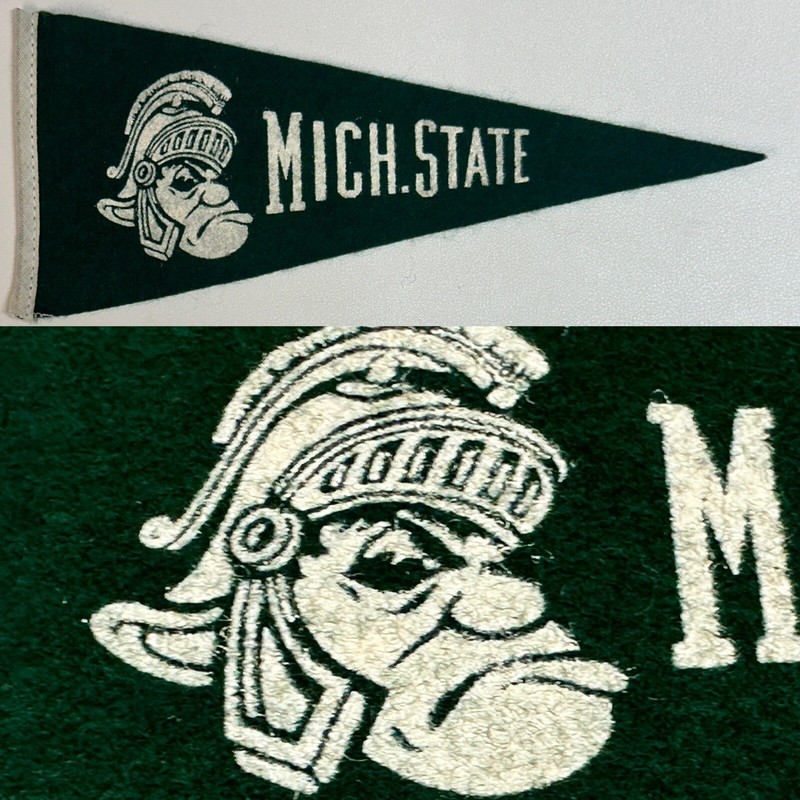 Vintage MSU Michigan State Spartans College University Mini Pennant 3.5x9 Inch