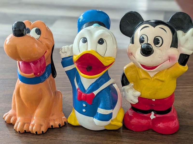 Walt Disney Productions Mickey Mouse Donald Duck Pluto Coin Banks Made in Japan