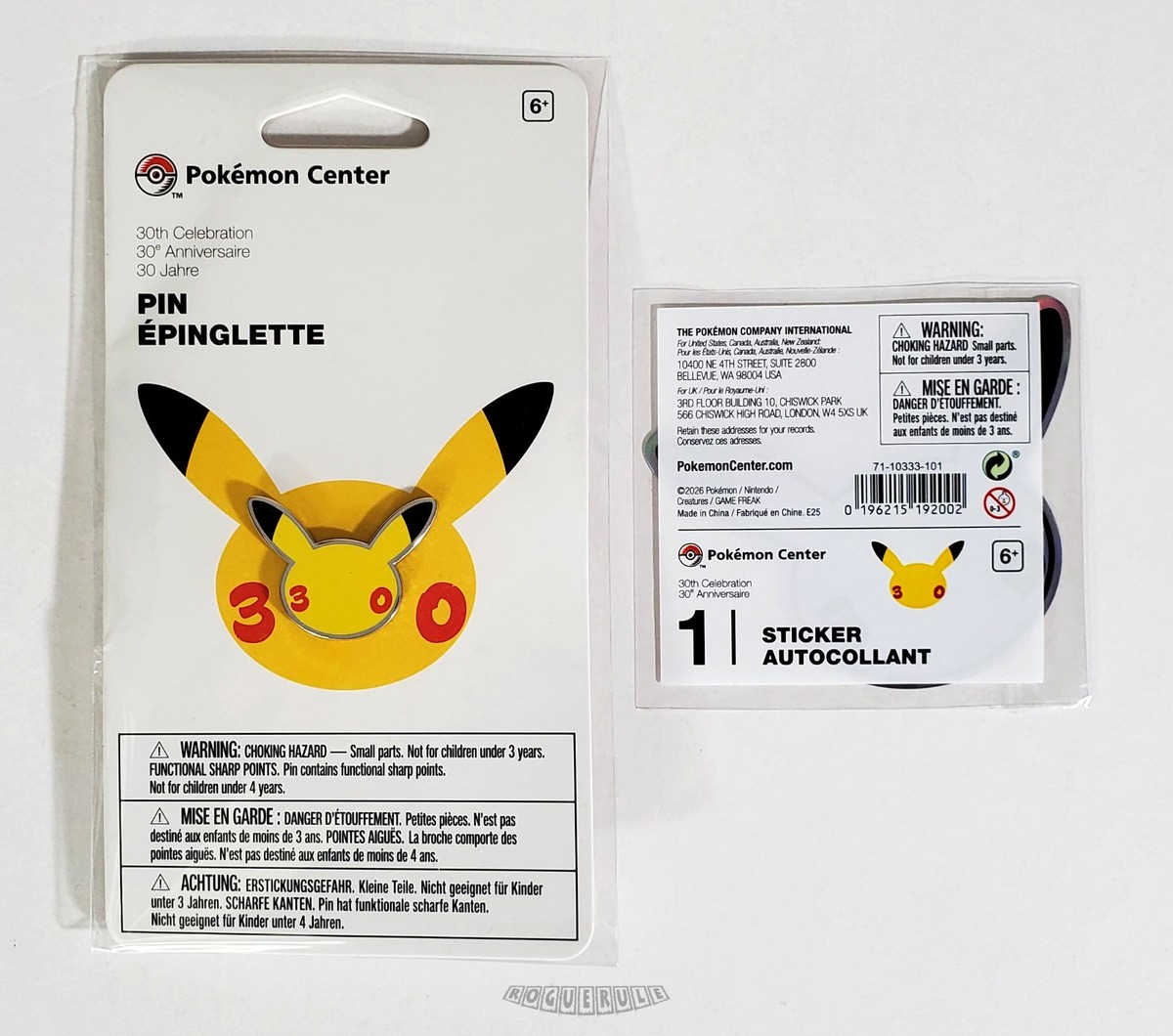 ポケモンセンター 5th Anniversary Pins ピカチュウ 🚦Pokemon Center - 30th Celebration Pikachu Enamel Pin & Sticker