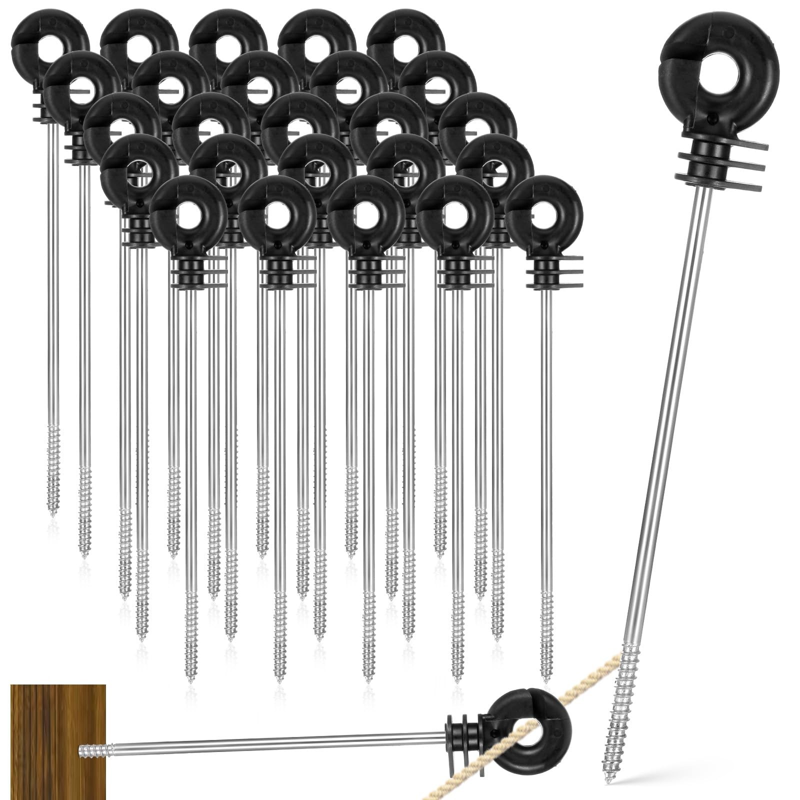 25 Pcs Electric Fence Wire Insulator Stand Off Screw in Black...