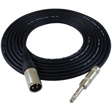 25 Ft Patch Cable Cords - XLR Male to 1/4 Inch TRS Black Cables - 25' Balanced S
