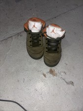 Nike Air Jordan 5 Retro Olive Army Orange Toddler Size 9c Shoes Sneakers Kids