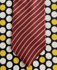 DKNY Tie Made in USA 100% Silk Men's Burgundy Diagonal Striped Neck Tie
