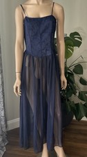 Vintage Victoria  s Secret Blue Nightgown Corset Whimsigoth Fairy Lingerie Sz M