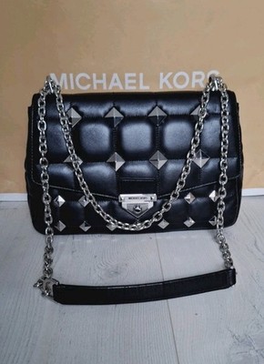 Michael Kors Soho Large Schultertasche Schwarz,gestept,Leder,Silber Kette&Nieten