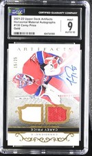 2021-22 UD Artifacts Carey Price #130 Gold Horizontal Material Autographs CGC 9