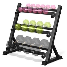 Dumbbell Rack, 3-Tier Dumbbell Weight Rack for Home Gym, Dumbbell Set for Dum...