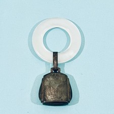 Vintage Sterling Silver Baby Rattle White Mother Of Pearl Teething Ring