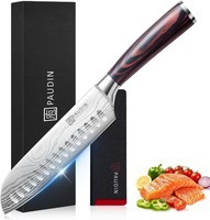 Santoku-Messer 17,8Cm 5Cr15Mov Stahl Pakkaholzgriff Superscharf KüChenmesser