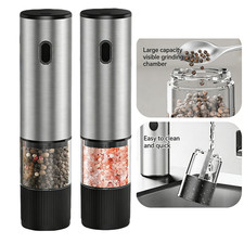 2x Electric Salt & Pepper Grinder Auto Mill Shaker Adjustable Coarseness