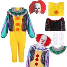 IT Pennywise Clown Cosplay Kids Mask Costume Unisex Adults Stephen King's Outfit