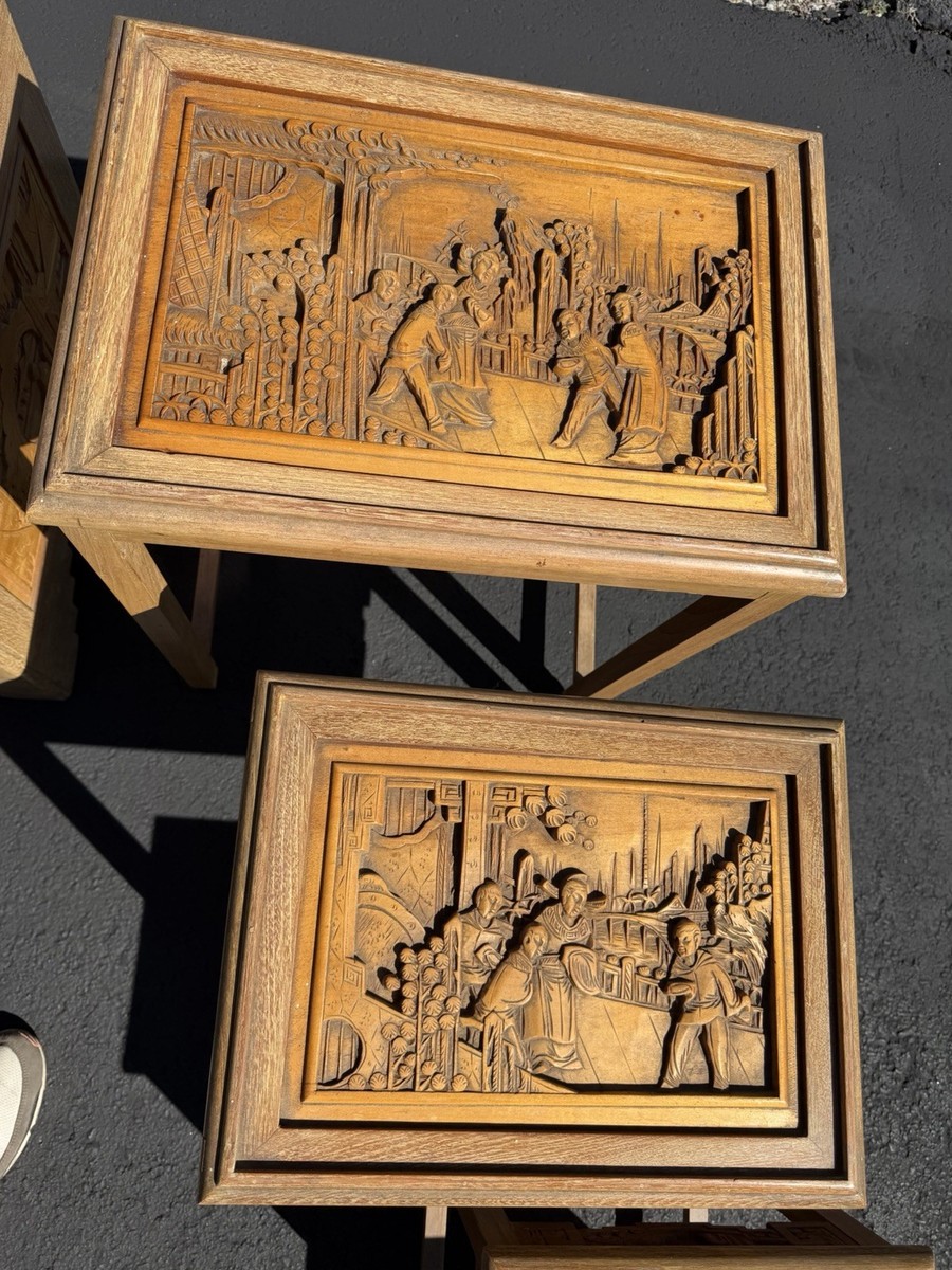 Set of 4 Antique Vintage Asian Nesting Tables. | eBay