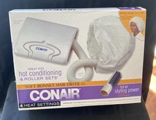NEW • Conair Bonnet Hair Dryer Soft Portable XL Bonnet Style Hair Dryer White