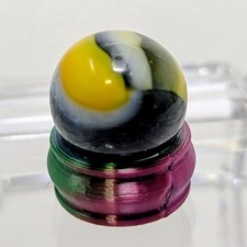 Vintage Peltier Rainbo Yellow White Striped Clear Green Base, 15.72mm Wet Mint