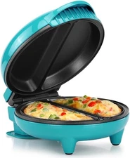 HOLSTEIN HOUSEWARES Omelet Maker Teal Stainless Steel 2-Non-Stick Sections