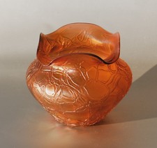 Böhmische Glas Vase, Lötz /  Kralik, Fadenauflage, H.   ~13cm, ~520g, ~ Art Déco