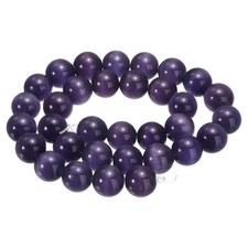 32pcs Violet Cat's Eye Stone Beads 12mm Round Crystal Loose Bead