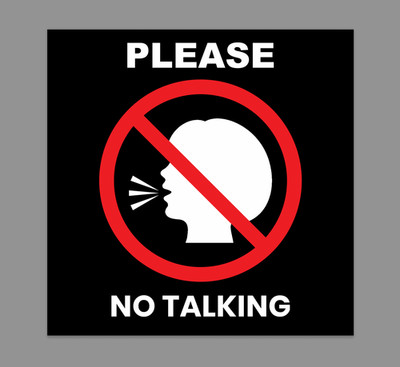 Please No Talking Keep Quiet Warnschild selbstklebender Aufkleber 125 mm x 125 mm
