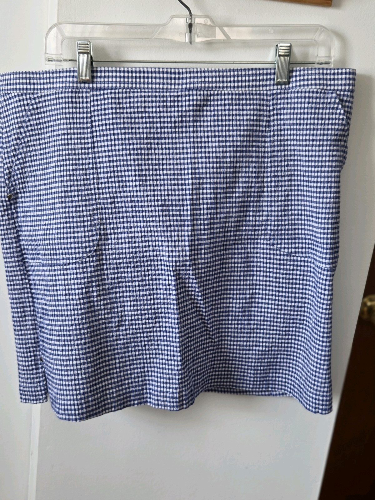 Cathy Daniel XL Check Gingham Skirt with Pockets Pull-On Cotton Poly Blend