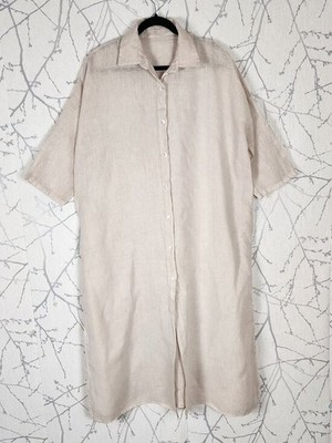 Italian Made Cream Beige 100% Linen Button Front Long Shirt Dress | Women's  2X | eBay