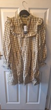 ladies nasty gal checked country festival style tiered dress 8 New With Tags