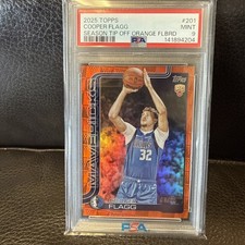 Cooper Flagg 2025-26 Topps Season Tip Off Orange RC 201 Mavs SSP # 08/25 PSA 9