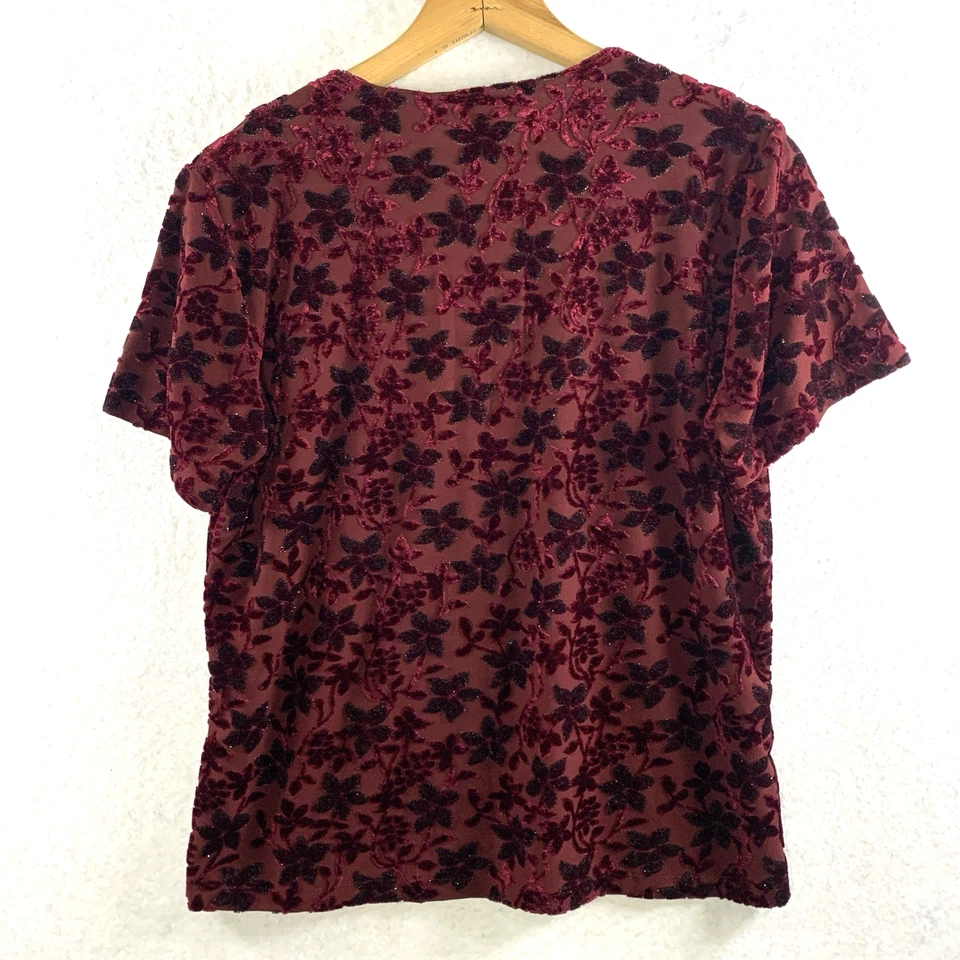 Top floral de terciopelo Burnout de colección para mujer talla L caprichoso oscuro romántico Y2K metálico Foto 3 de 4