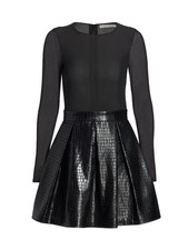 NWT, Alice + Olivia Chara Faux Leather Dress in Black Sz 6 #MD1205