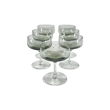 Vintage Retro Liquor Cocktail Glasses Smoke Gray Peill Cora Clear Stemmed (7)