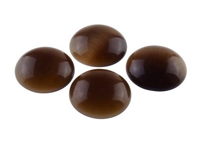 4 Cabochons Cateye Glas in Kaffee, 20 mm