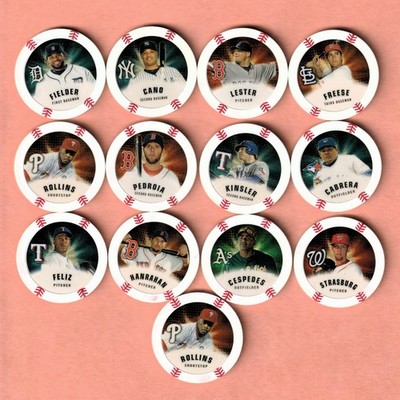 2013 Topps Chipz GOLD Parallel lot of 17 - All Different Poker Chips - Pedroia+