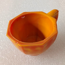 Akro Agate Octagonal Tea Cup with Handle 2" Wide 2.5" W Handle 1.25" Tall