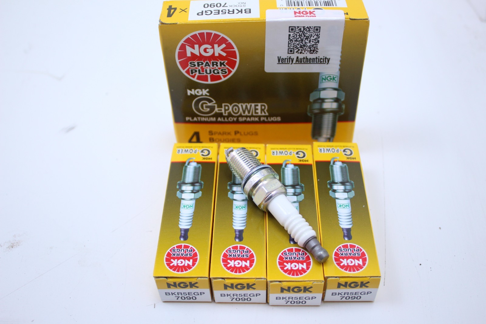 NGK 7090 BKR5EGP G-Power Platinum Spark Plugs Set Of 4 Pcs