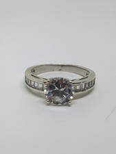 Sterling Silver 925 Round CZ Baguette Ring Size 8