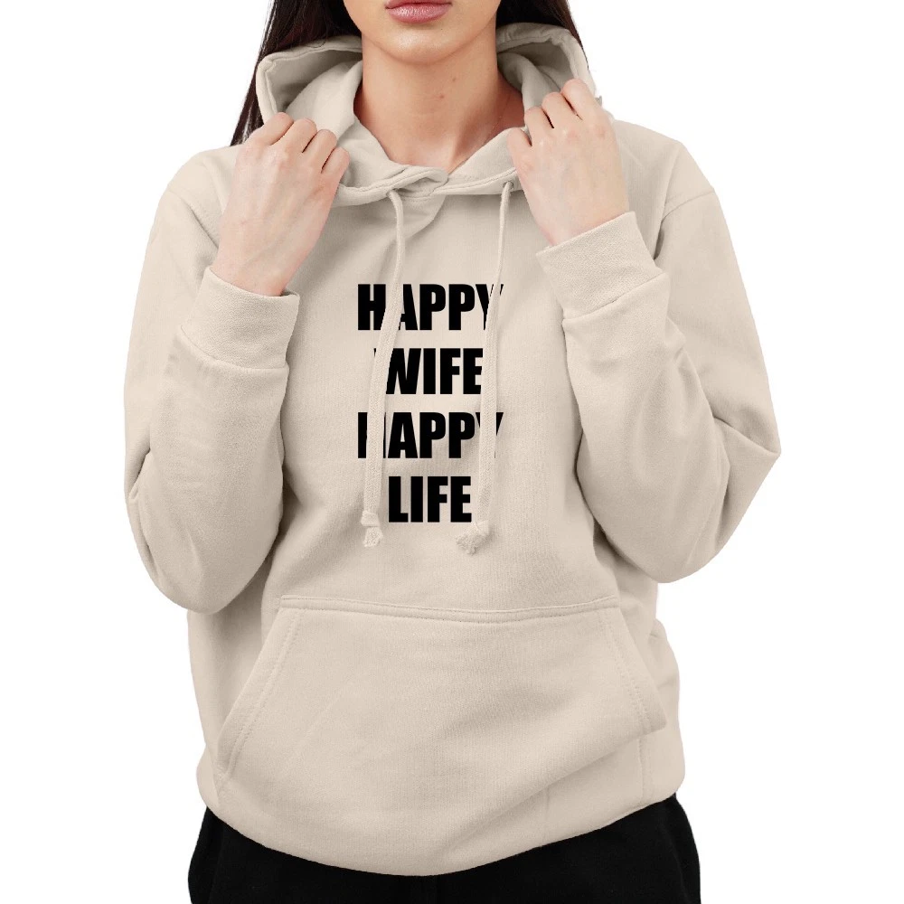 Funny Happy Wife Happy Life Couple Lovers Novelty Tumblr Hoodie